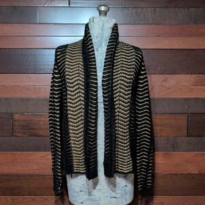 Freeway Black and Gold Women's Chunky Cardigan Sweater